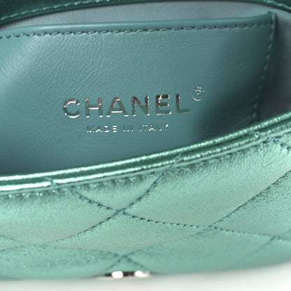 Chanel Metallic Lambskin Quilted Mini Lacquered Chain Flap Turquoise 6 of 10