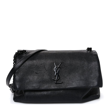Saint Laurent Grain De Poudre Medium West Hollywood Monogram Fold-Over Black 1 of 10