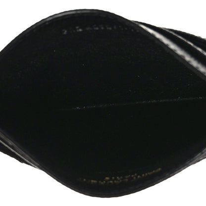 Saint Laurent Grain De Poudre Matelasse Chevron Monogram Credit Card Case Black 5 of 8