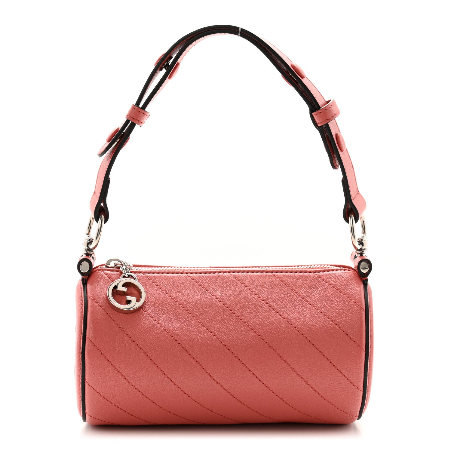 Gucci Sakai Be Green Calfskin Diagonal Stitched Mini Blondie Barrel Shoulder Bag Pink 1 of 10