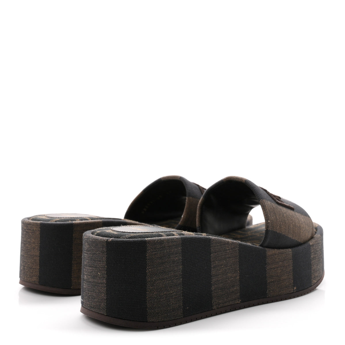 Fendi Jacquard Womens FF Sunshine Flatform Slide Sandals 39 Tabacco Black 4 of 10