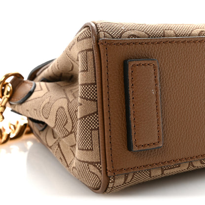 Versace Calfskin Canvas Allover La Medusa Small Top Handle Handbag Brown 8 of 9