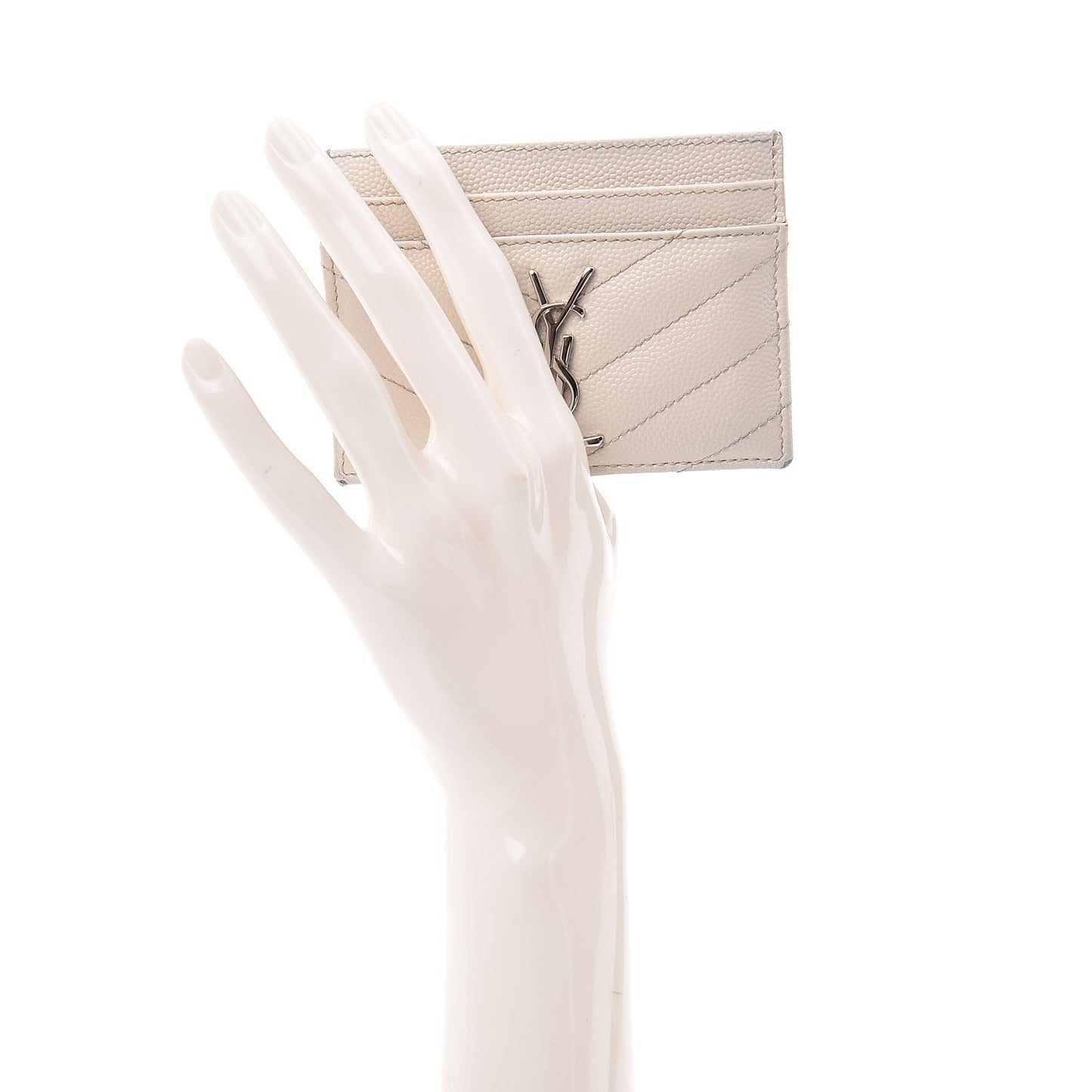 Grain De Poudre Matelasse Chevron Card Case Icy White