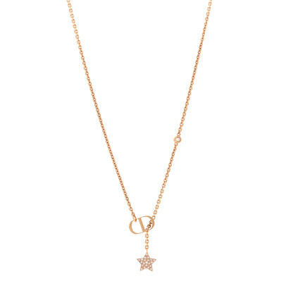 Christian Dior Metal Crystal Petit CD Necklace Rose Gold 1 of 6