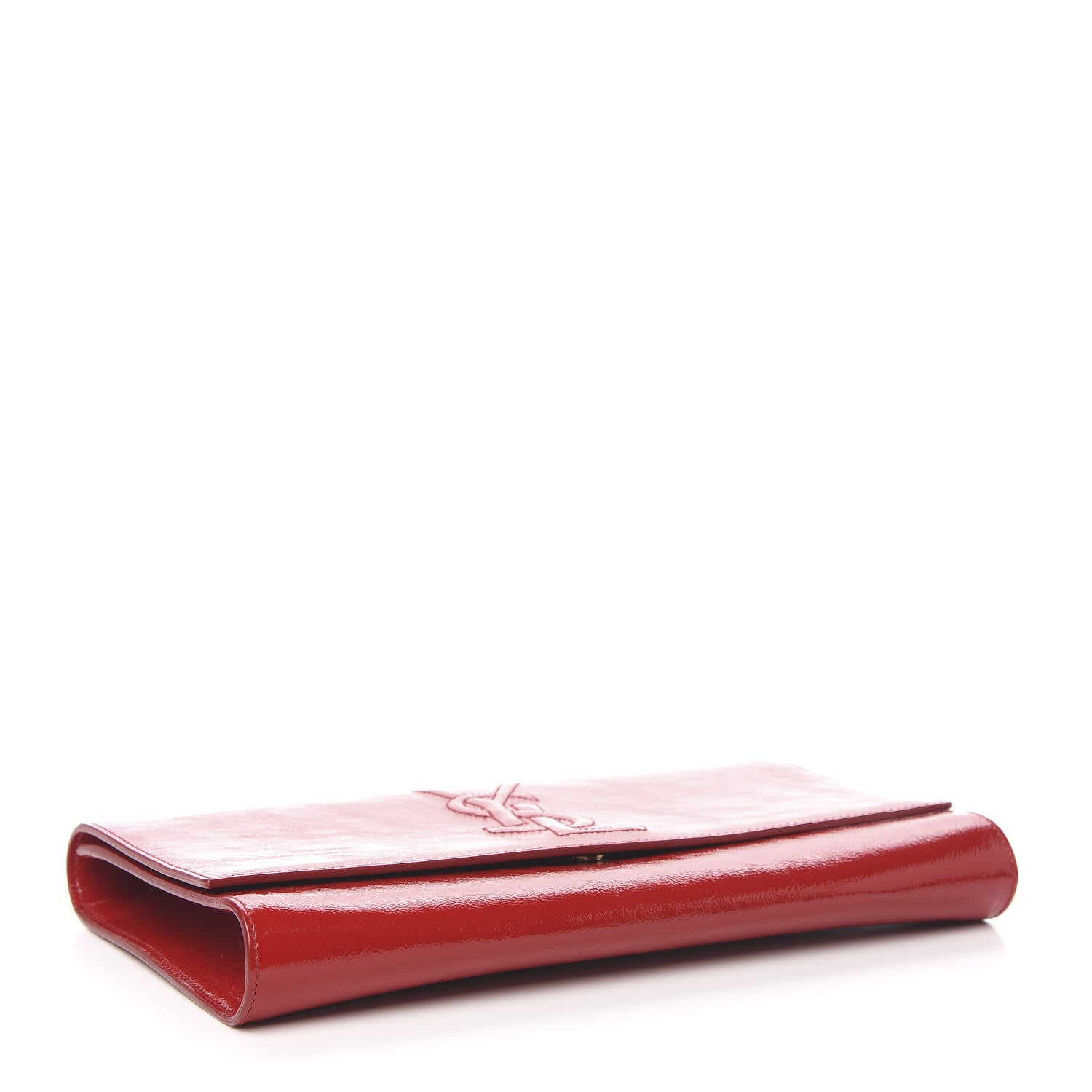 Saint Laurent Textured Patent Monogram Large Belle De Jour Clutch Red 3 of 8