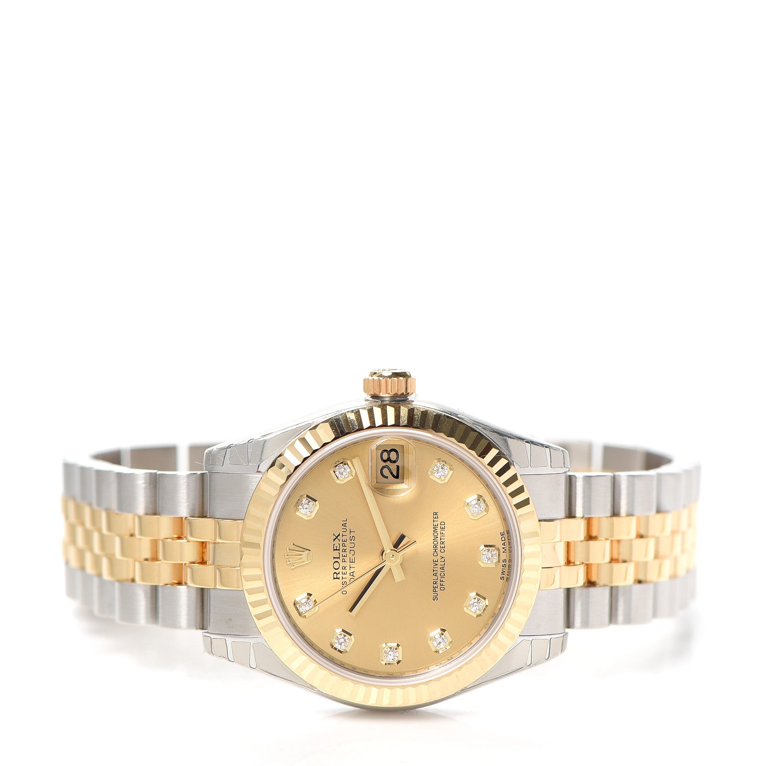 Rolex Stainless Steel 18K Yellow Gold Diamond 31mm Oyster Perpetual Datejust Watch Champagne 178273 2 of 5