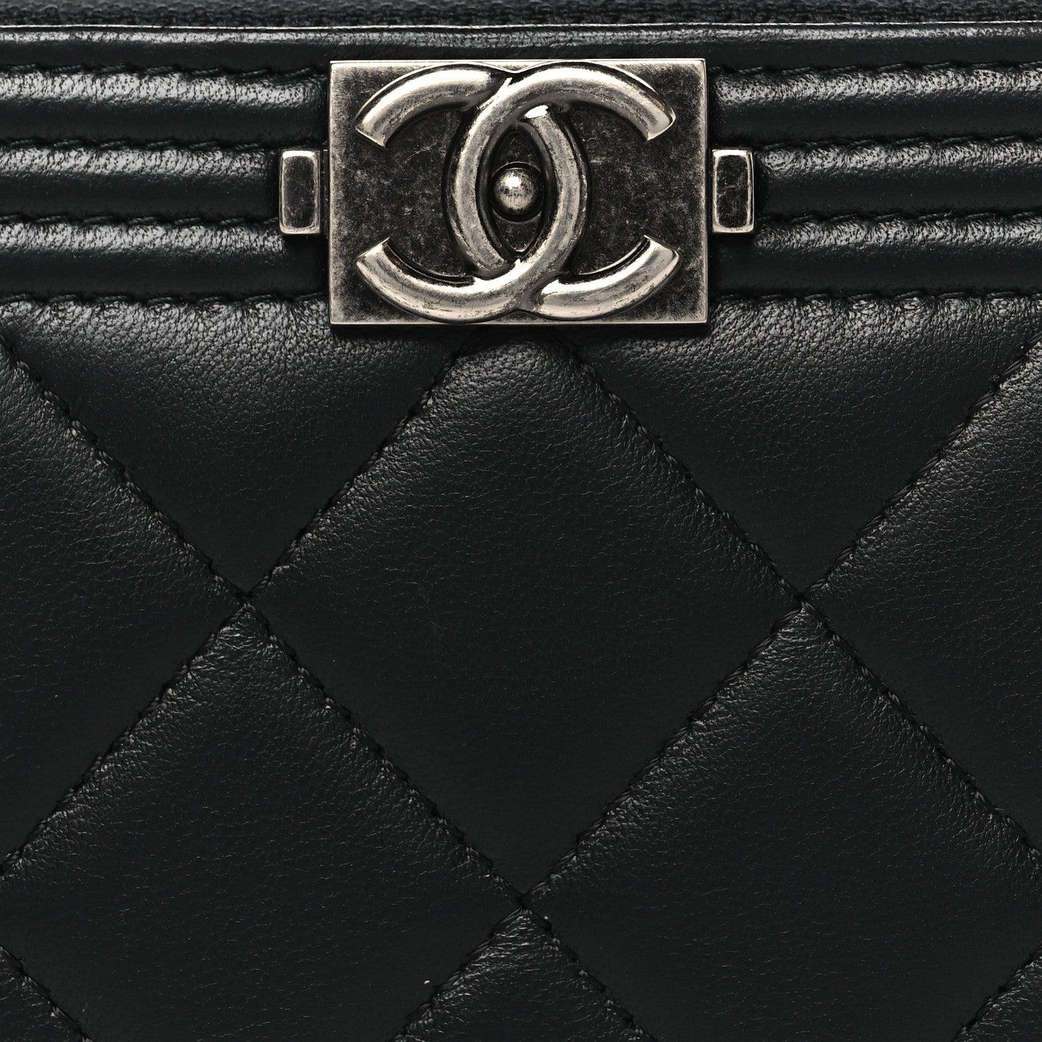 Chanel Lambskin Quilted Small Boy Zip Around Wallet Black 9 of 10