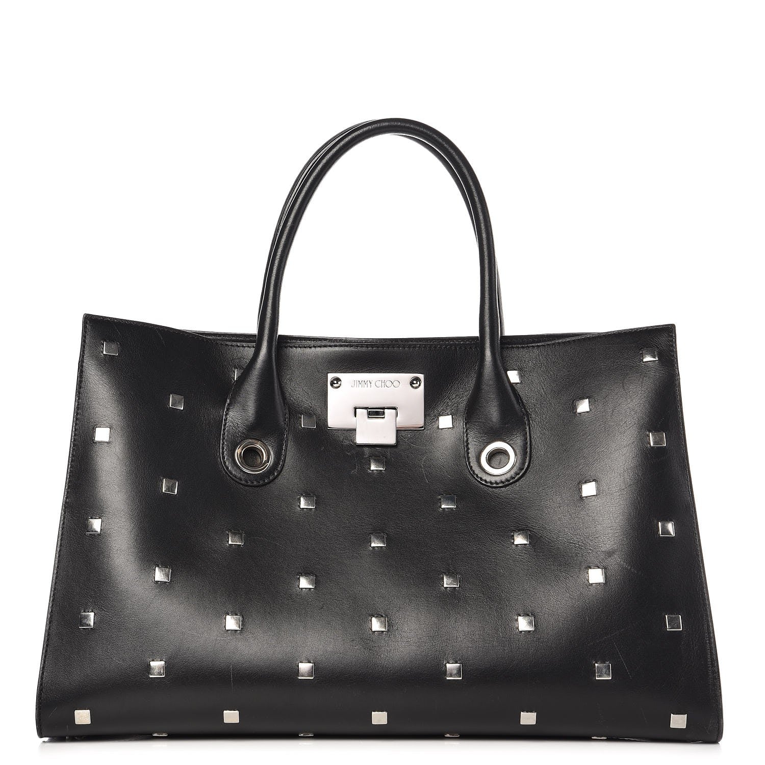 Jimmy Choo Calfskin Studded Riley Tote Black 1 of 11