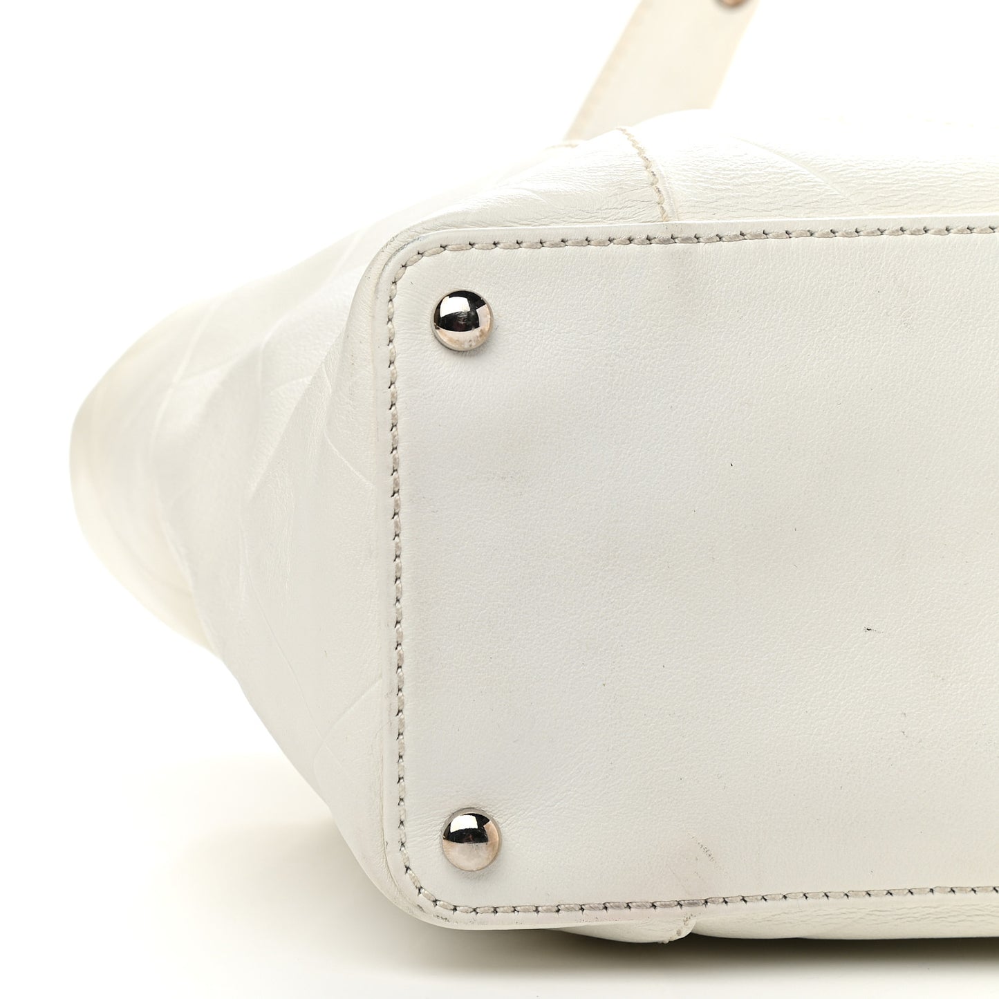 Calfskin CC Chevron All Day Long Tote White
