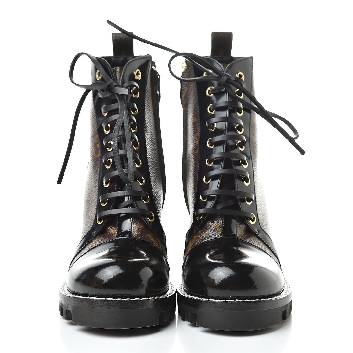 Patent Calfskin Monogram Star Trail Ankle Boots 39 Black