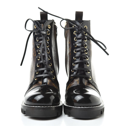Louis Vuitton Patent Calfskin Monogram Star Trail Ankle Boots 39 Black 2 of 10