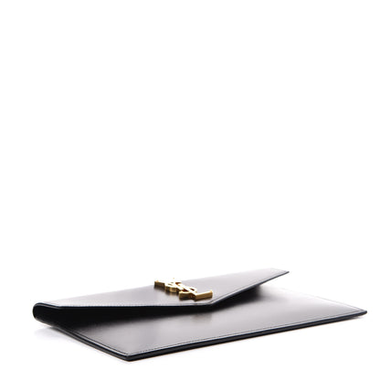Saint Laurent Smooth Shiny Calfskin Monogram Uptown Pouch Black 3 of 8