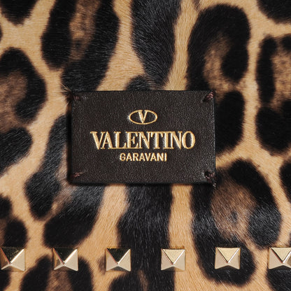 Valentino Garavani Calf Hair Leopard Print Rockstud Zip Chain Pouch Leopard 6 of 9