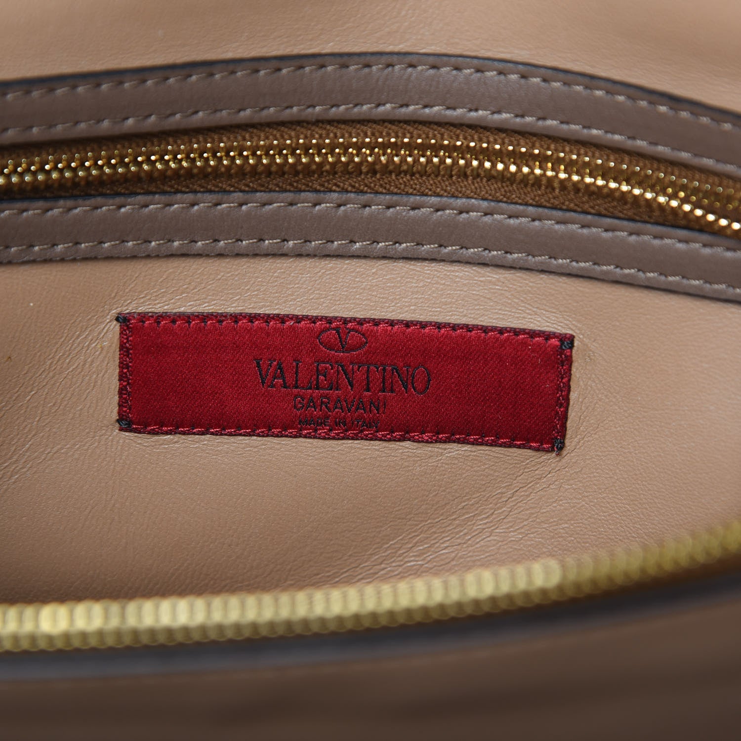 Valentino Garavani Calfskin Rivet Colorblock Double Handle Shoulder Bag Brown Green 6 of 19