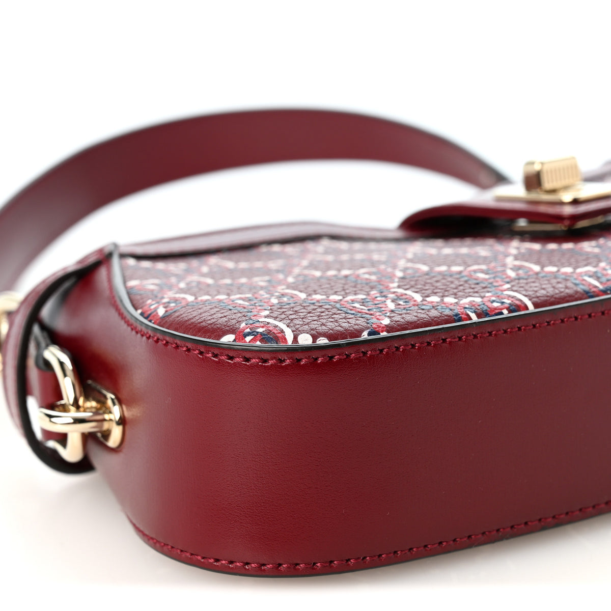 Gucci GG Shadow Monogram Mini Moon Side Shoulder Bag Rosso Ancora Red 8 of 9