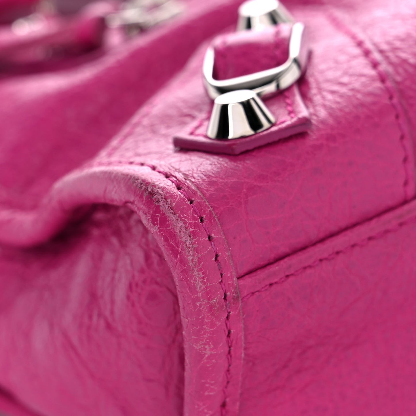 Agneau Classic Silver Hardware Mini City Rose Magenta