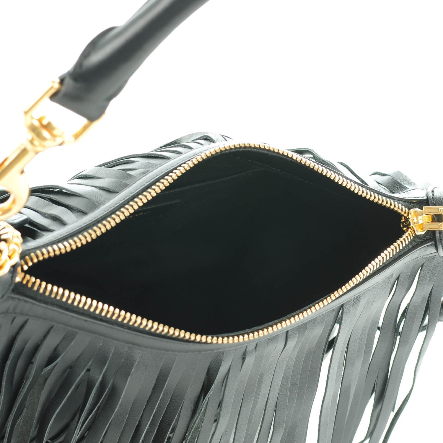Saint Laurent Calfskin Small Emmanuelle Fringe Hobo Bag Black 5 of 7