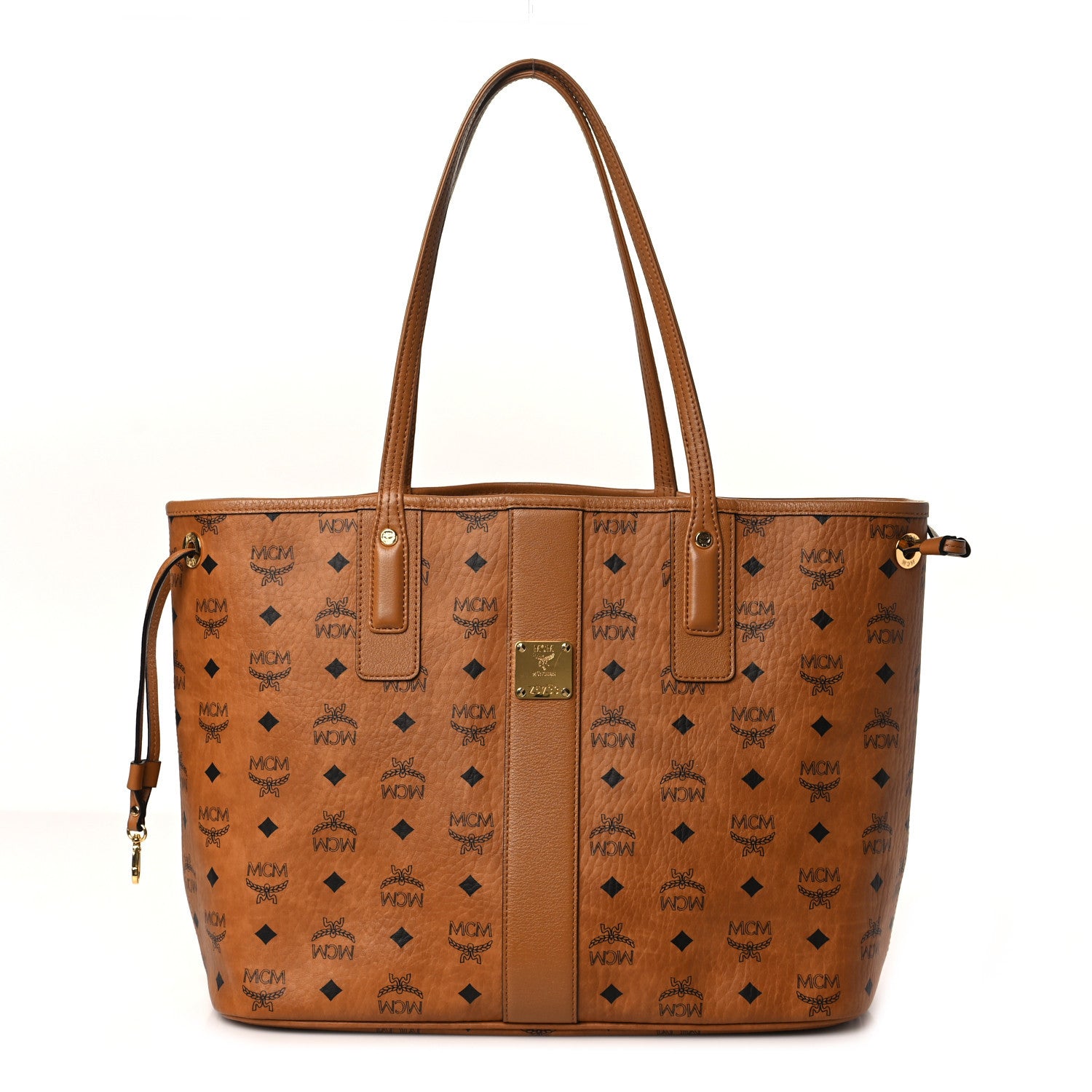 MCM Visetos Medium Liz Reversible Shopper Tote Cognac 1 of 12