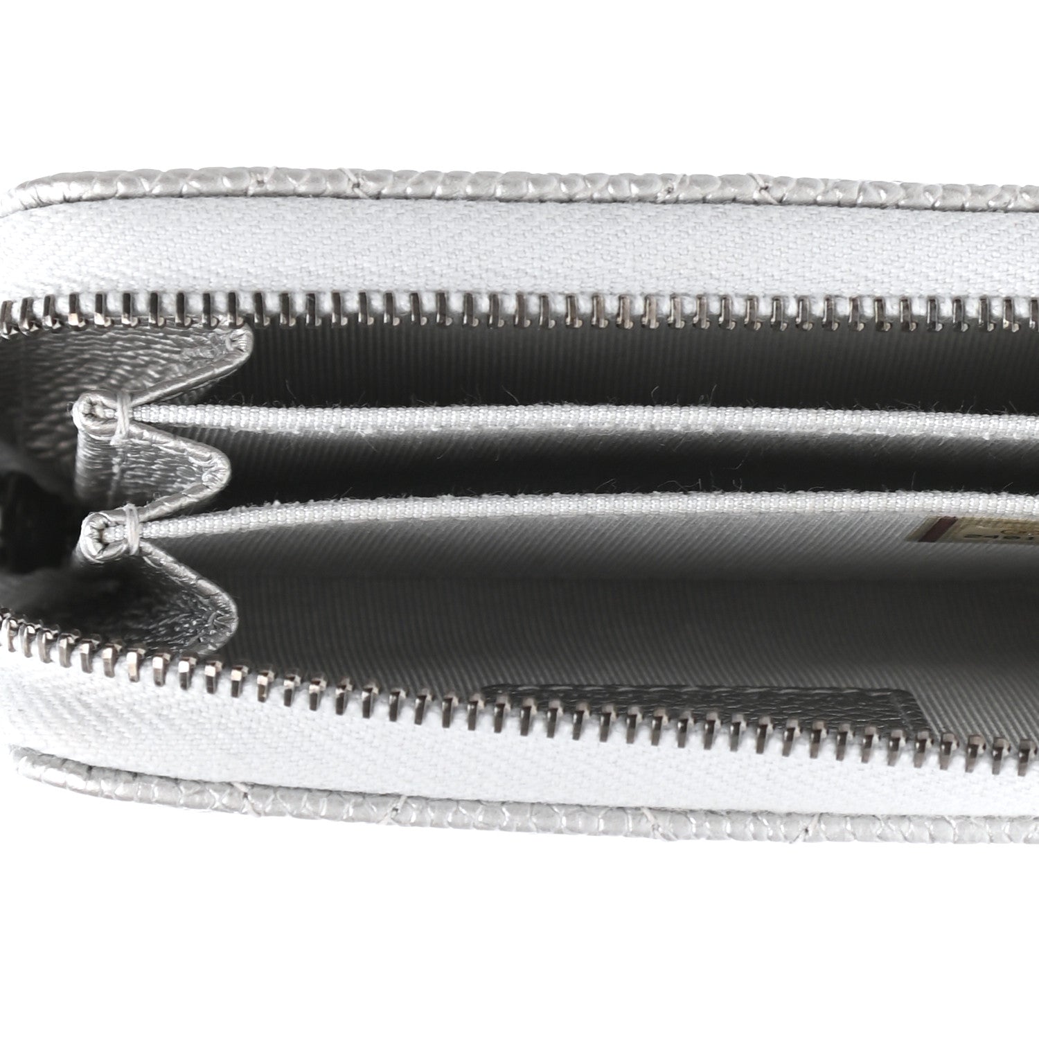 Chanel Metallic Caviar Quilted Zip Coin Purse Silver 5 of 8