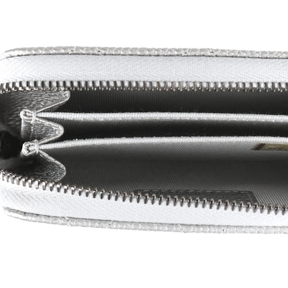 Chanel Metallic Caviar Quilted Zip Coin Purse Silver 5 of 8