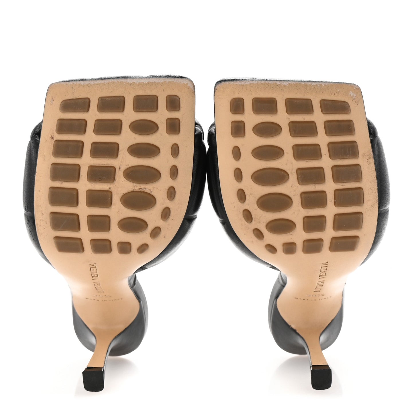 Nappa Quilted Rubber Lido Mule Sandals 35.5 Black