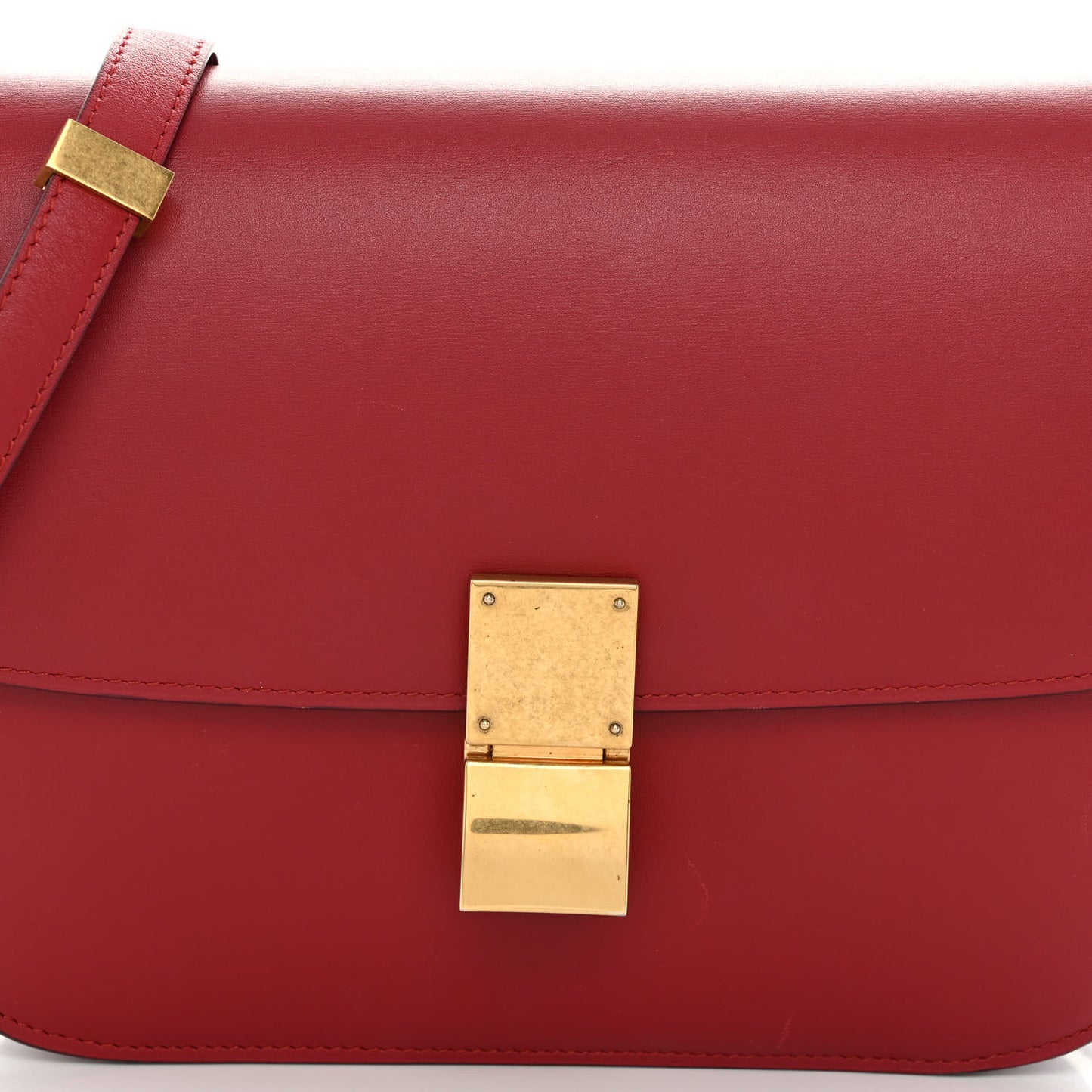 Box Calfskin Medium Classic Box Flap Bag Dark Brick