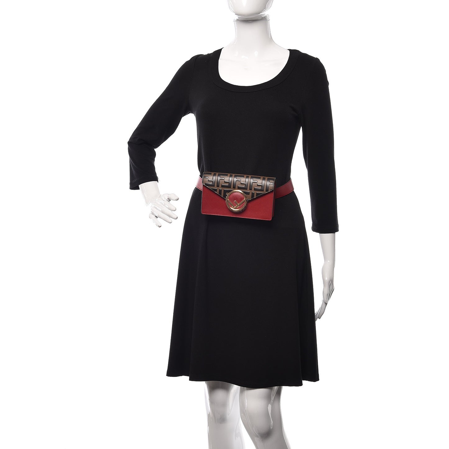 Vitello Cruise F is Fendi Bi-Color FF 1974 Embossed Envelope Belt Bag Maya Black Fragola