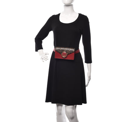 Fendi Vitello Cruise F is Fendi Bi-Color FF 1974 Embossed Envelope Belt Bag Maya Black Fragola 2 of 15