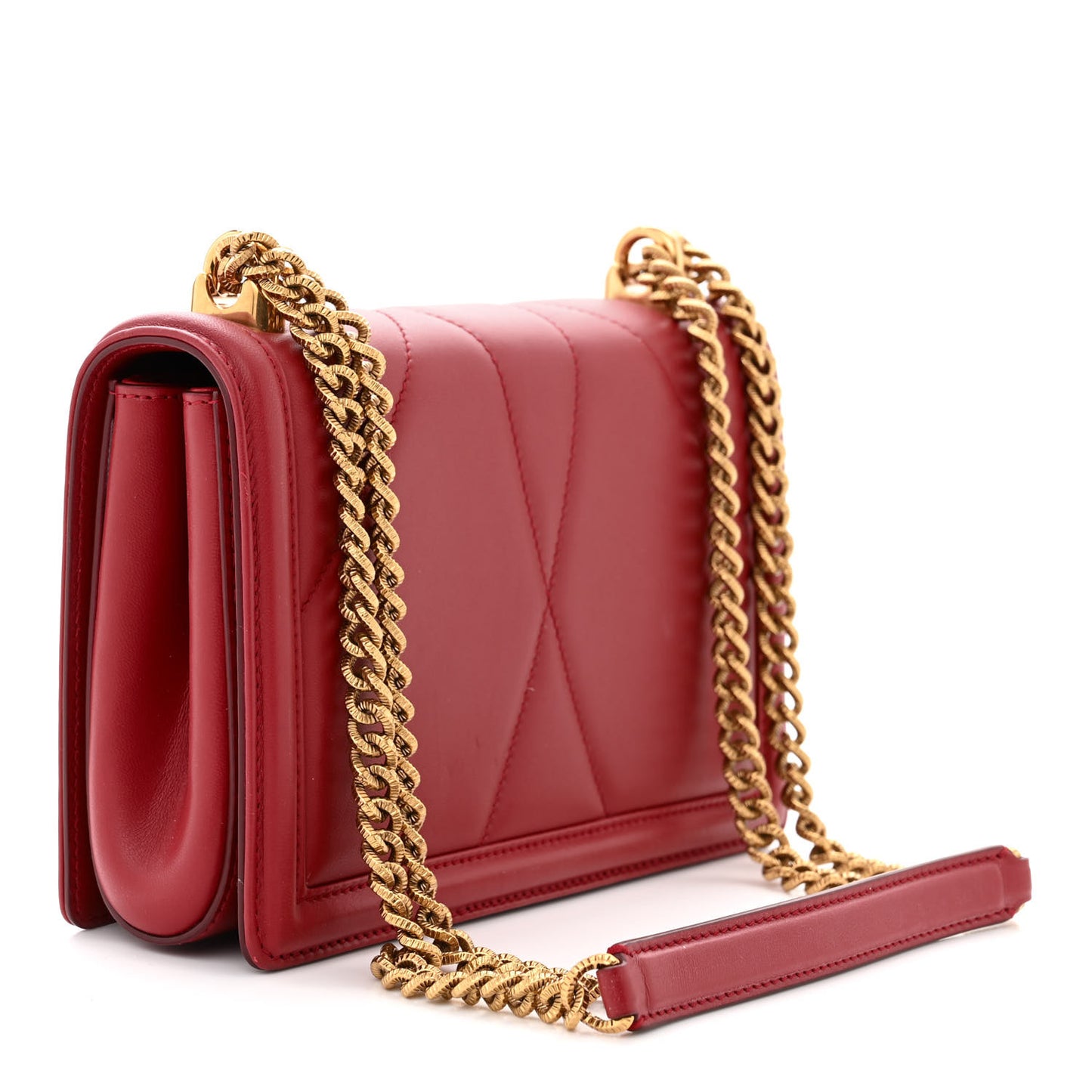 DOLCE &amp; GABBANA Calfskin Medium Devotion Crossbody Bag Red