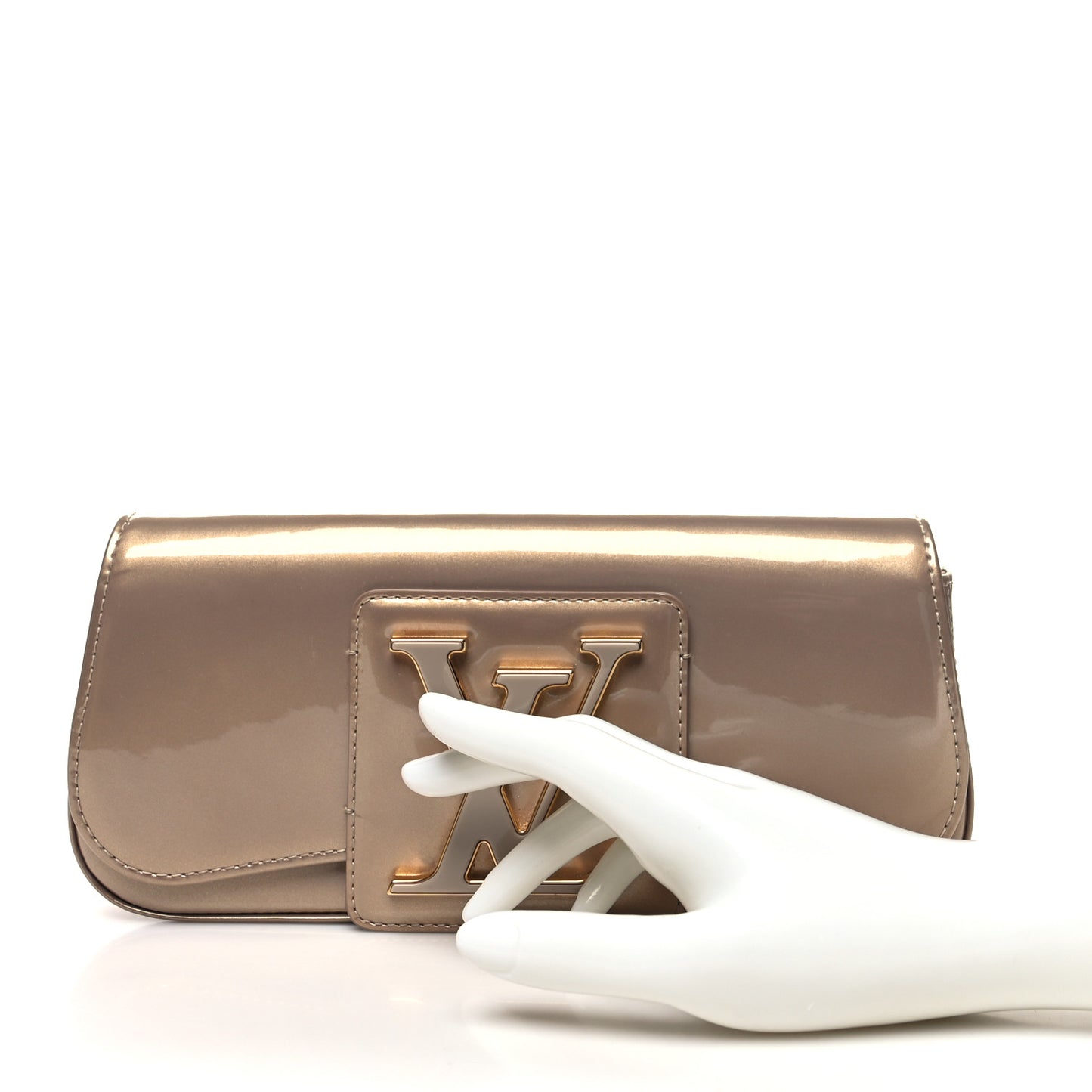 Patent Sobe Clutch Beige Poudre