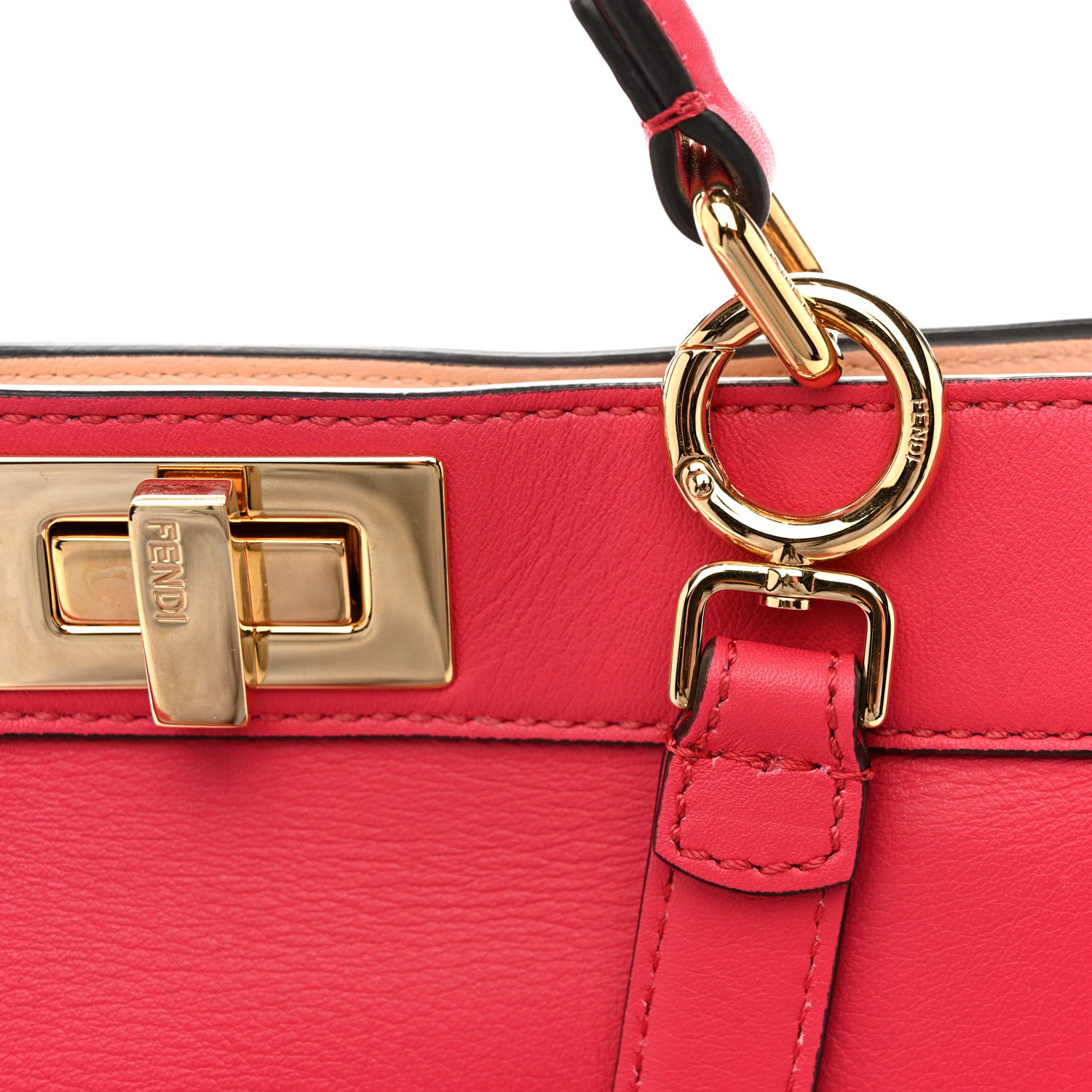 Fendi Vitello Seta Shiny Nappa Small Peekaboo I SEE U Satchel Lampone Light Rose 13 of 14