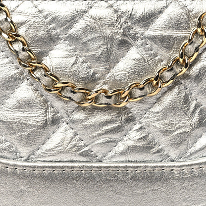 Chanel Metallic Lambskin Calfskin Quilted Small Gabrielle Clutch With Chain Silver 7 of 15