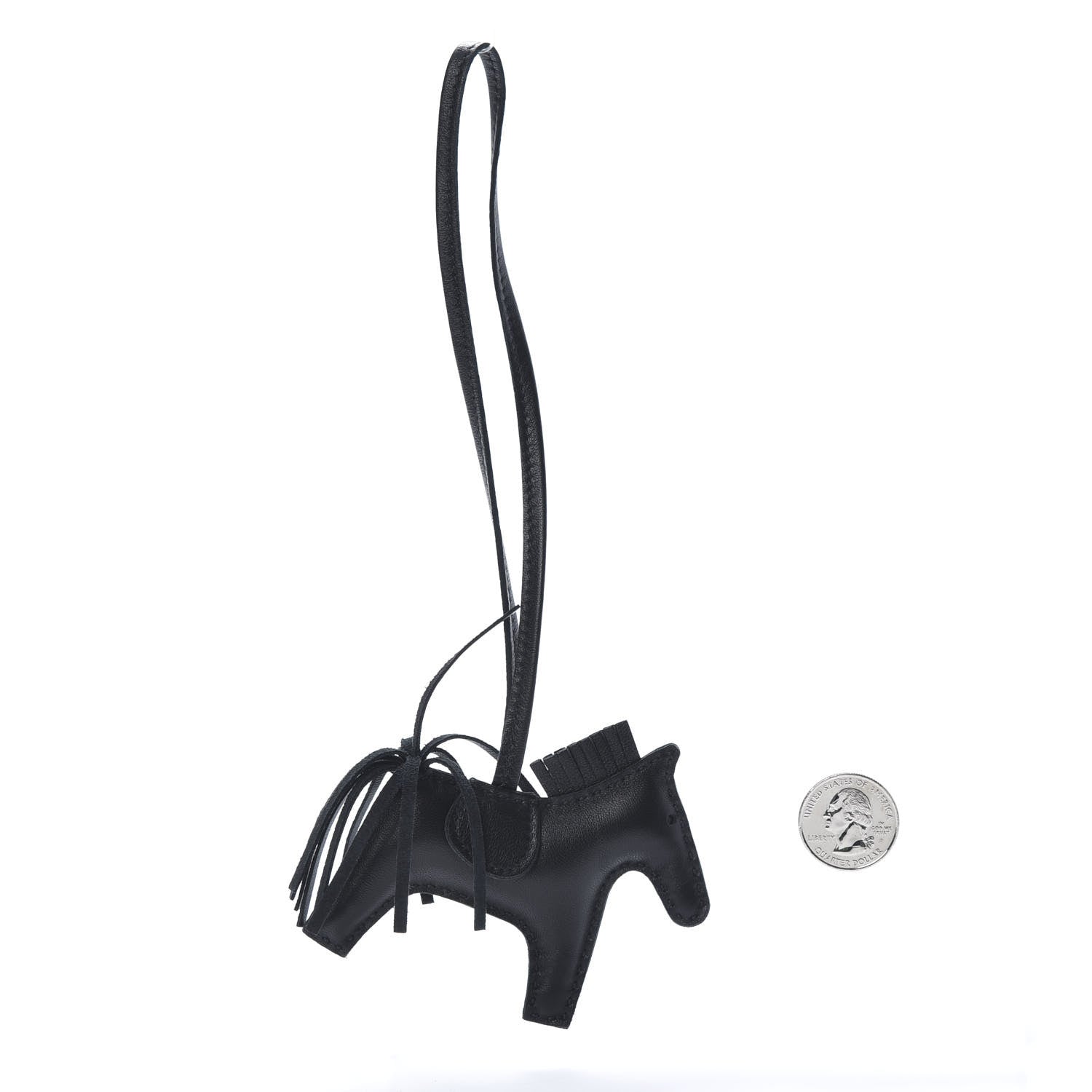 Hermes Milo Lambskin Grigri Rodeo Horse Bag Charm PM So Black 2 of 5