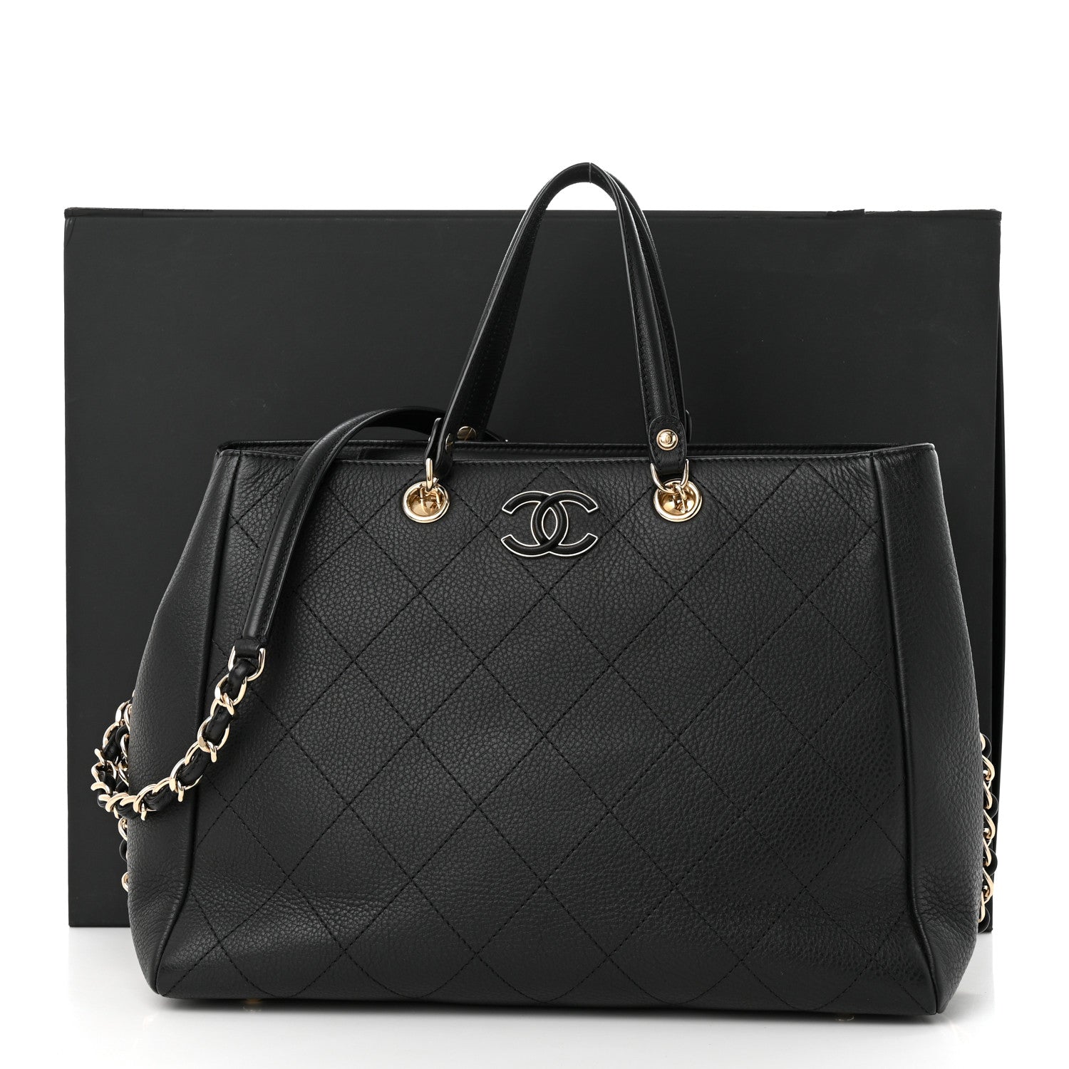Chanel Bullskin Stitched Medium Shopping Bag Black 11 of 11