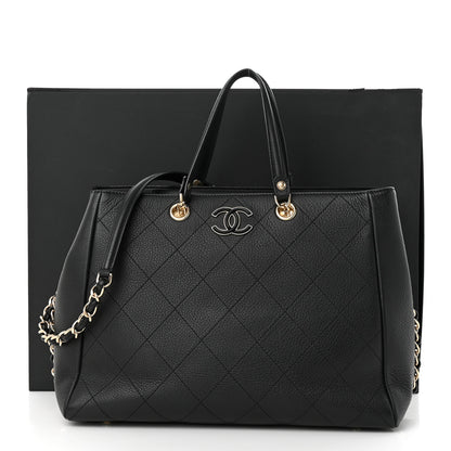 Chanel Bullskin Stitched Medium Shopping Bag Black 11 of 11