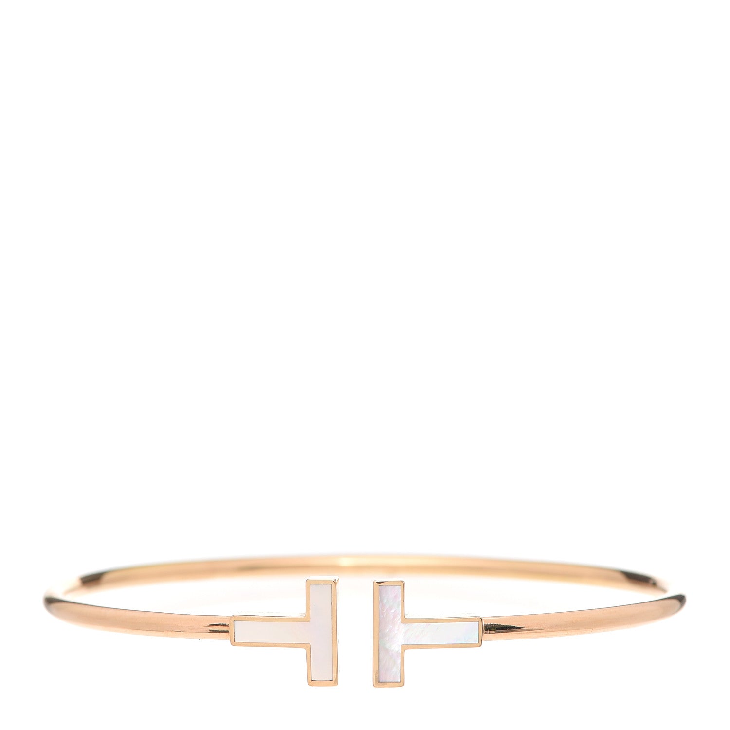 Tiffany 18K Rose Gold Mother of Pearl T Wire Bracelet 1 of 5