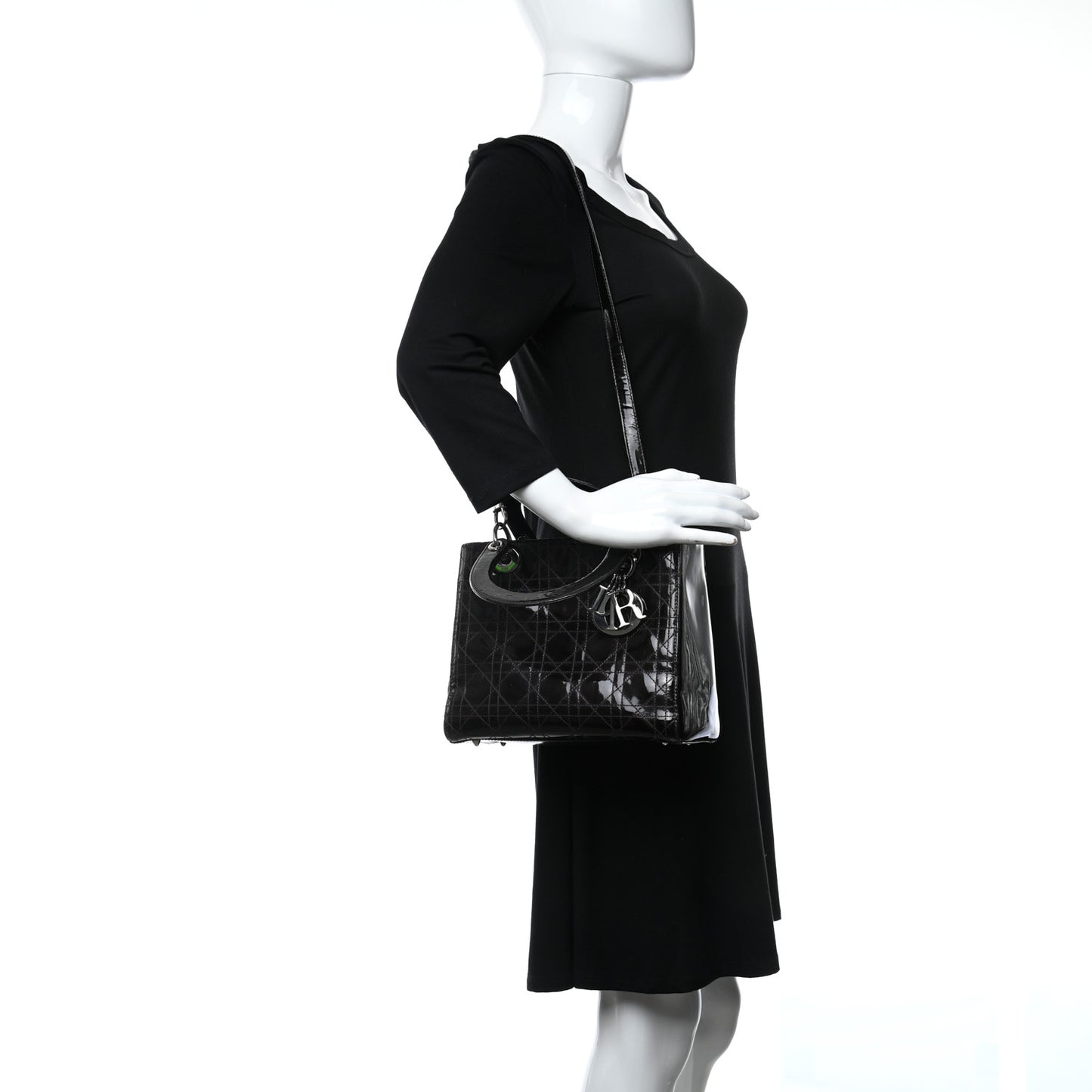 Patent Cannage Stitched Medium Lady Dior Amethyste