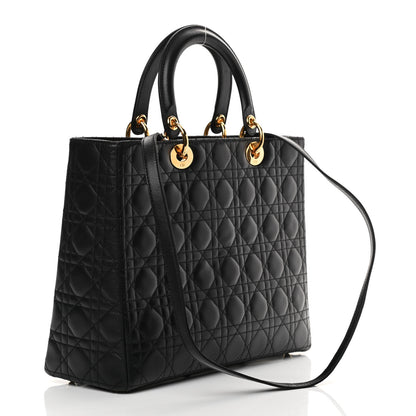 Christian Dior Lambskin Cannage Large Lady Dior Black 3 of 15