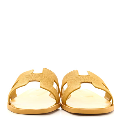 Hermes Epsom Oran Sandals 37 Jaune Sable 2 of 9