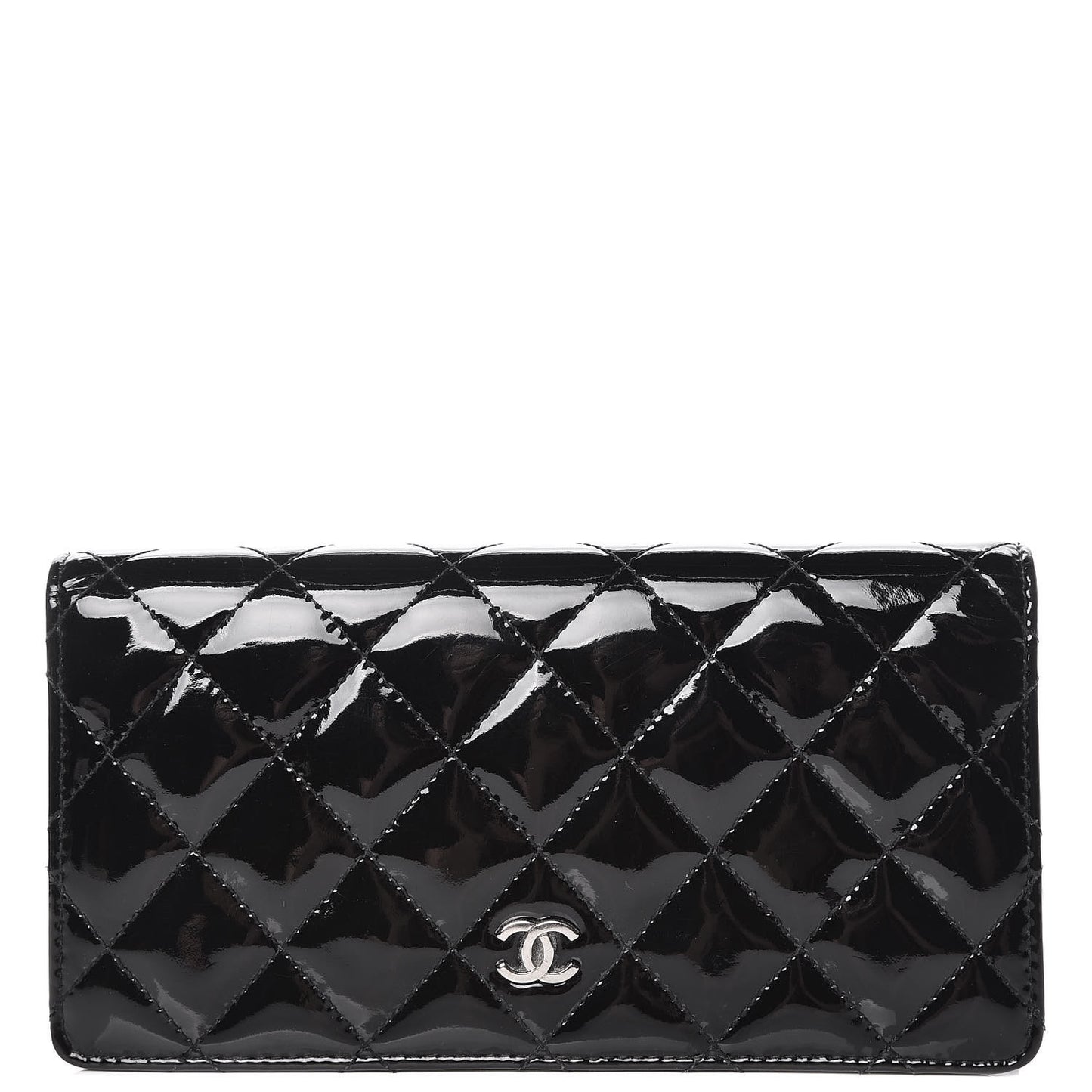 Patent Quilted Yen Wallet Black