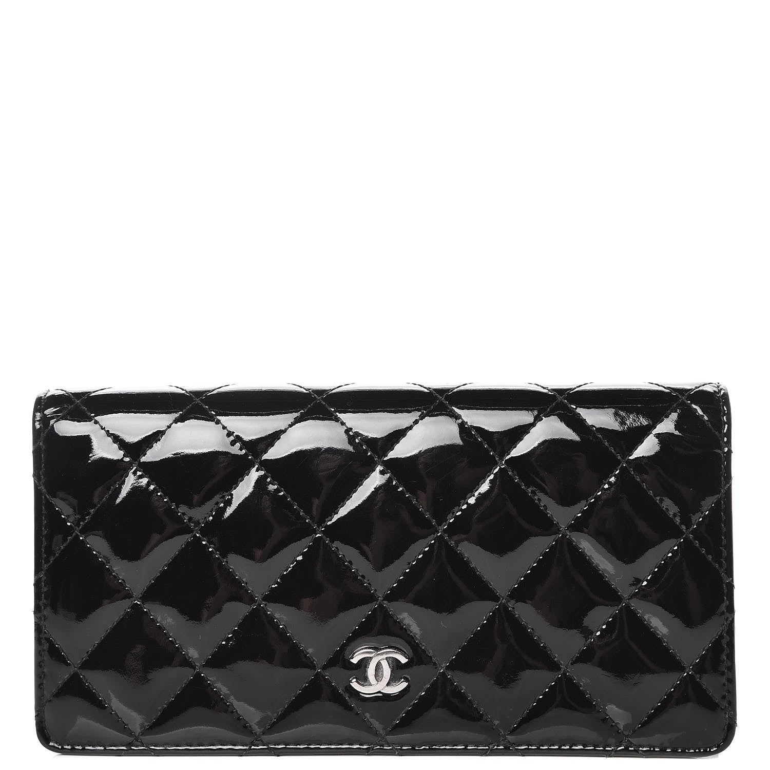 Chanel Patent Quilted Yen Wallet Black 1 of 13