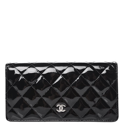 Chanel Patent Quilted Yen Wallet Black 1 of 13