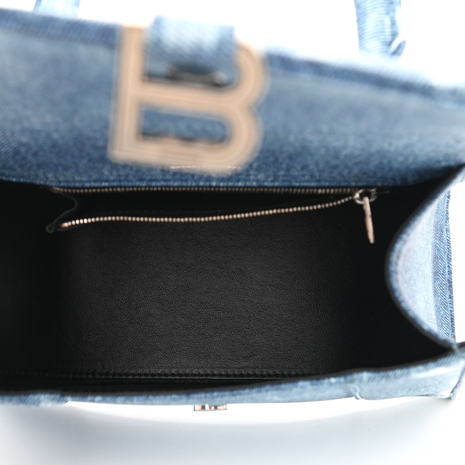 Balenciaga Nappa Denim Printed Small Hourglass Top Handle Bag Denim Blue 5 of 9