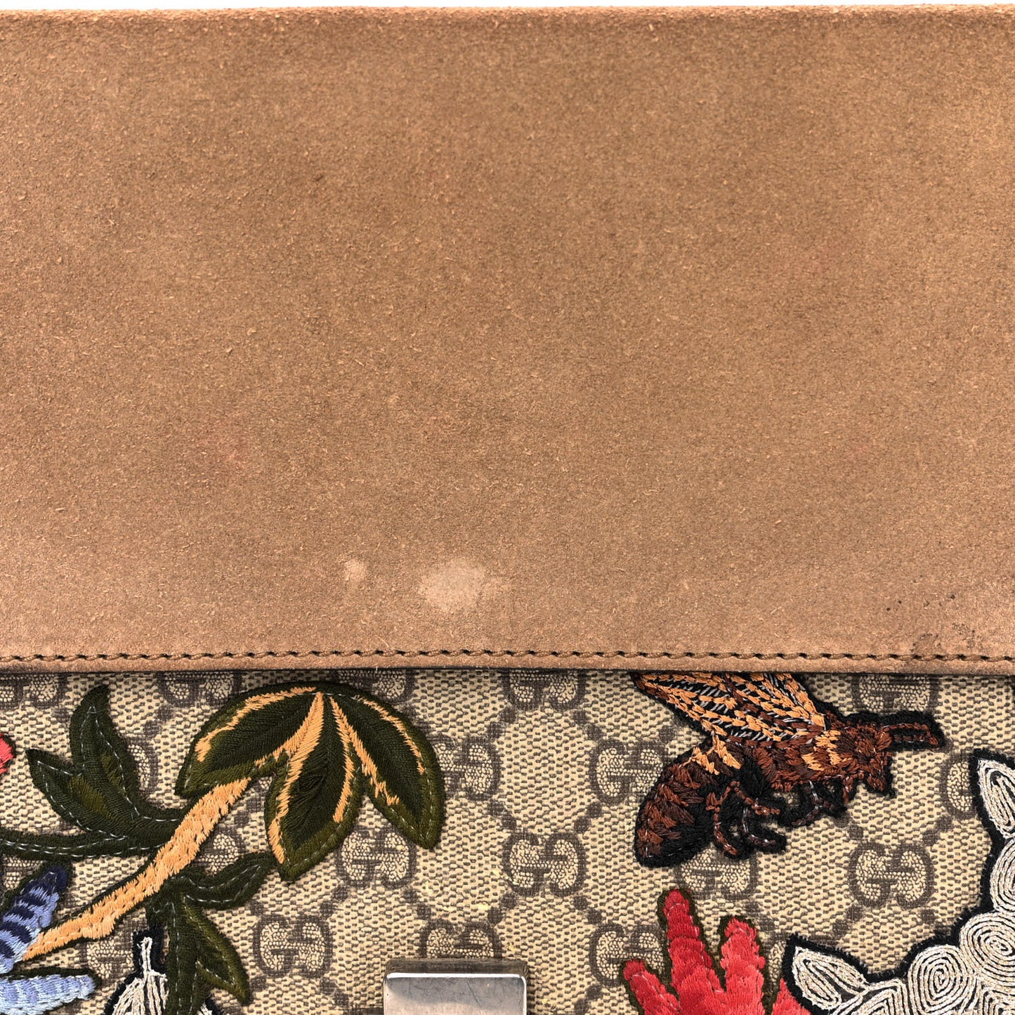 GG Supreme Monogram Embroidered Medium Dionysus Shoulder Bag Taupe