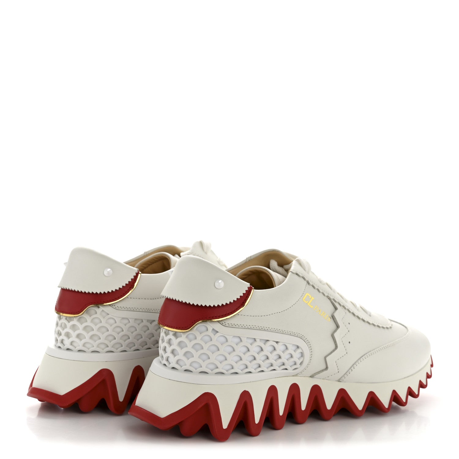 Christian Louboutin Calfskin Neoprene Womens Loubishark Sneakers 40.5 White 5 of 10