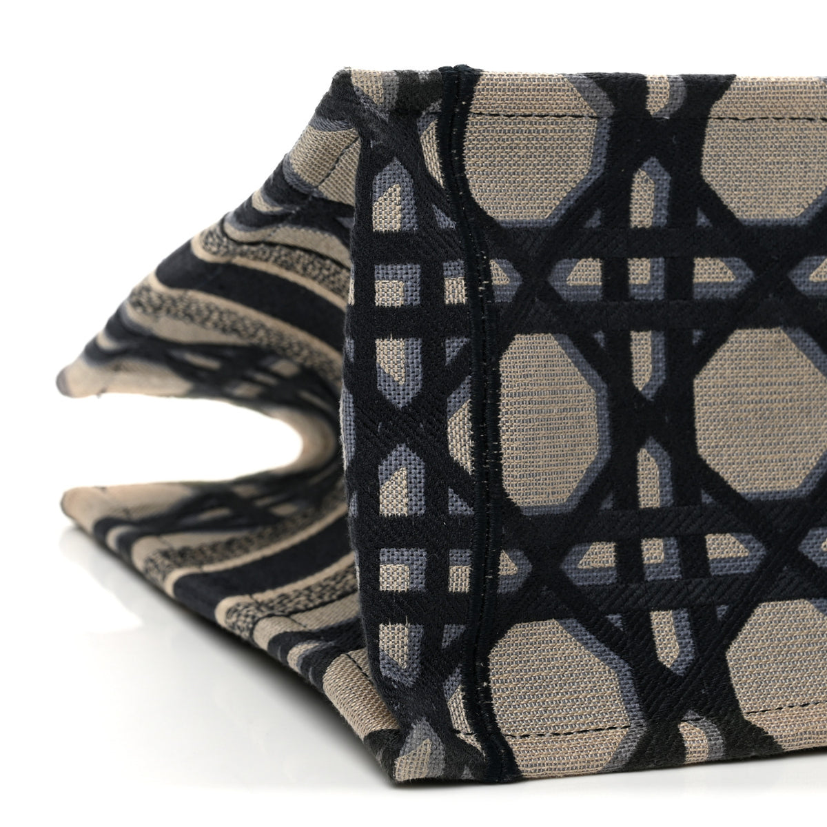 Christian Dior Canvas Macrocannage Embroidered Medium Book Tote Beige Blue 9 of 12