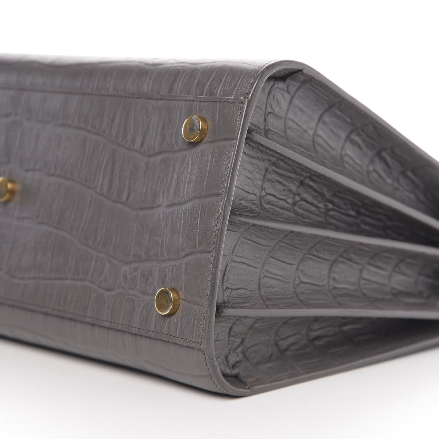 Saint Laurent Calfskin Crocodile Embossed Small Sac De Jour Earth 8 of 9
