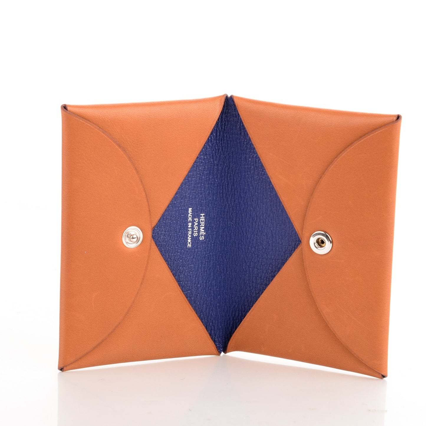 Barenia Calvi Pop Card Case Fauve Bleu Saphir
