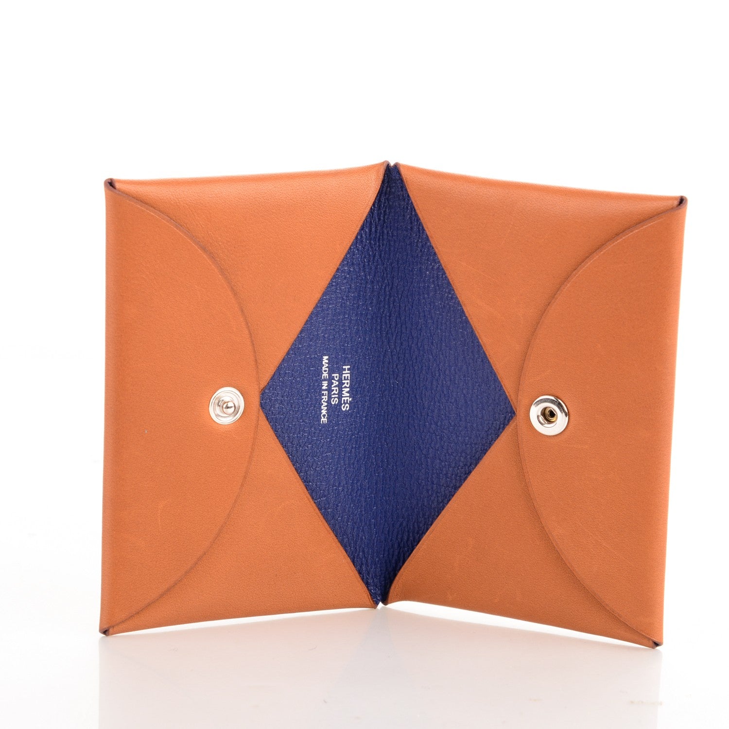 Hermes Barenia Calvi Pop Card Case Fauve Bleu Saphir 5 of 7
