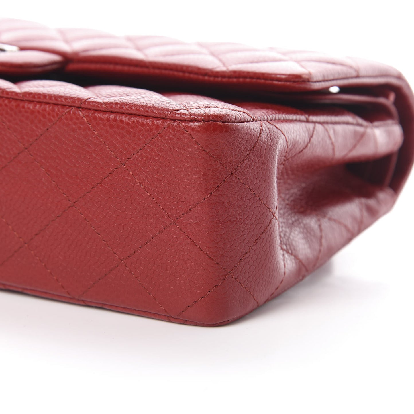 Caviar Quilted Medium Double Flap Red